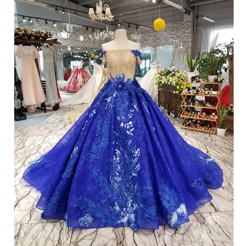 BGW HT3284 с открытыми плечами и короткими рукавами голубое официальное платье со