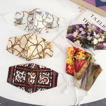 

3pcs Retro Oil Painting Printing Masks Leopard Print Personalized Masks European and American Style Wild Ear Masks Can Be Washed