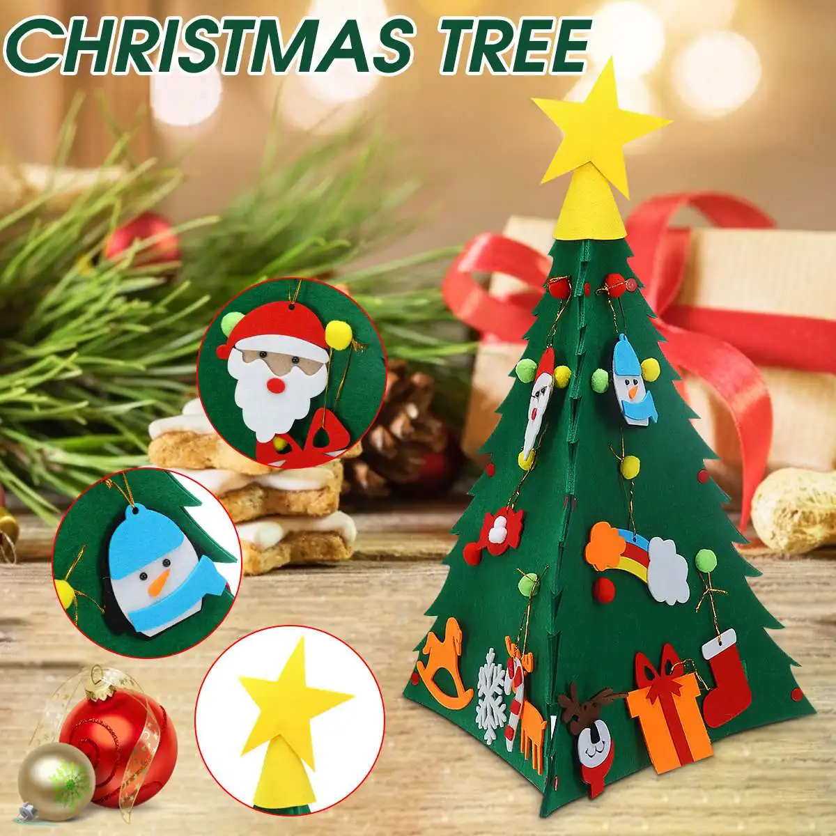Merry Christmas 3D DIY новогодняя елка для малышей, подарки для детей, игрушки, Забавная детская тканевая елка, 40x40x60,5 см, домашнее украшение