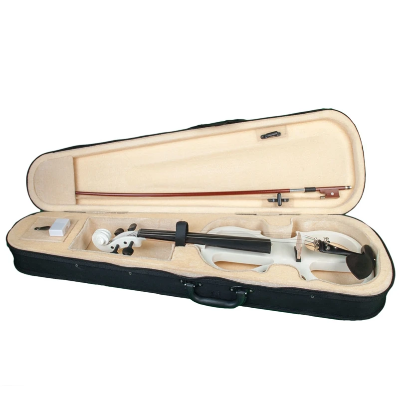 NAOMI 4/4 Electric Violin Fiddle Stringed Instrument& Wood Fittings Cable Headphone Case for Music Lovers