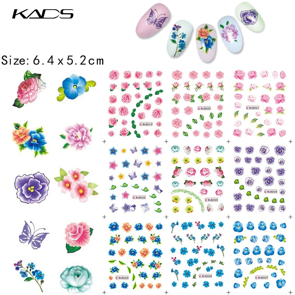11 листов/КОМПЛЕКТ Красивые Цветы nail art наклейки наклейки серия аксессуары nail art переброски вод ногтей наклейки для наклейки наклейка