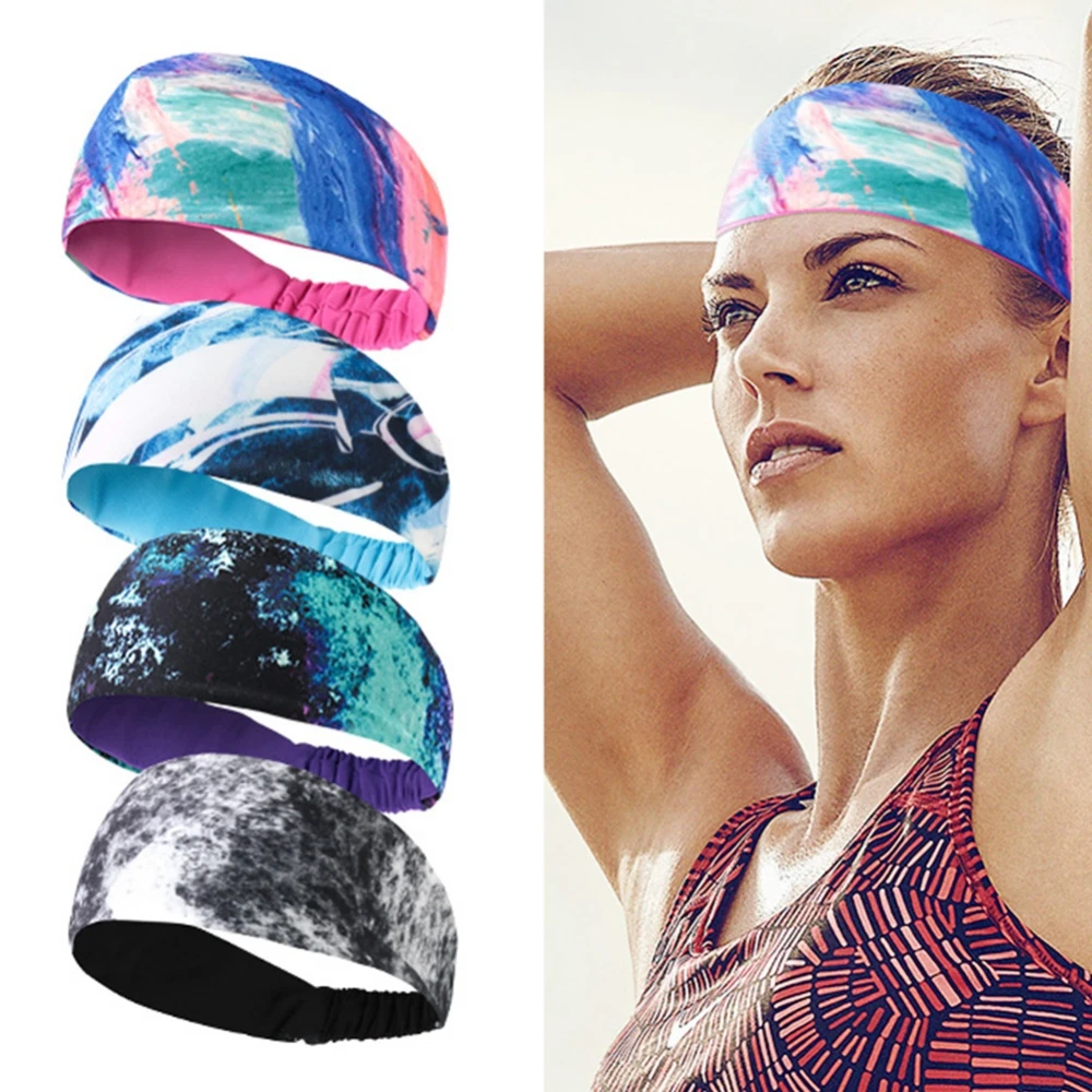 Sport Athletic Hair Bands Moisture Non Slip Wicking Headband for Running Yoga Workout Sweatbands for Women 