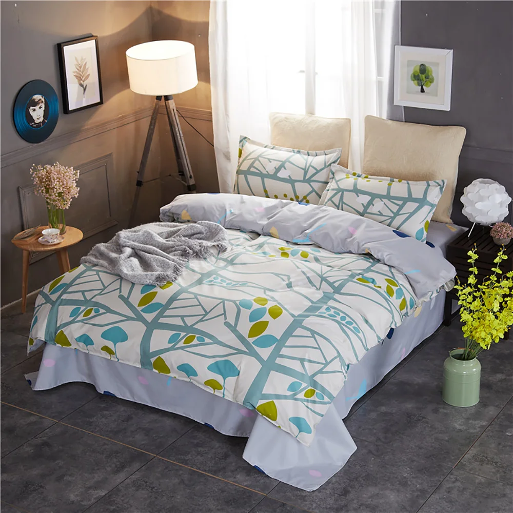 Thumbedding Forest Bedding Set King Size Cartoon Creative Beige Fresh Duvet Cover Queen Full Twin Single Unique Design Bed Set