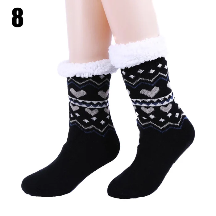 1 пара, женские домашние вязаные носки, теплые, плотные, уютные, противоскользящие, для зимы, домашние, JL