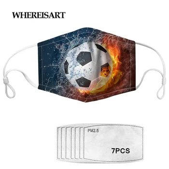 

WHEREISART Unisex Football Basketball Deign Half Dust Proof Face Maskes Washable Adjustable Face Mouth Nose Cover