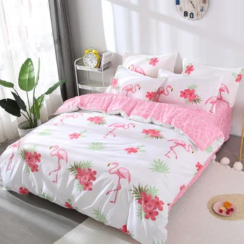 

Flaming Bedding set Soft comforter New Style Bedding Sets Pillowcase Printed Polyester Duvet Cover Set Full Queen King SizeSj114