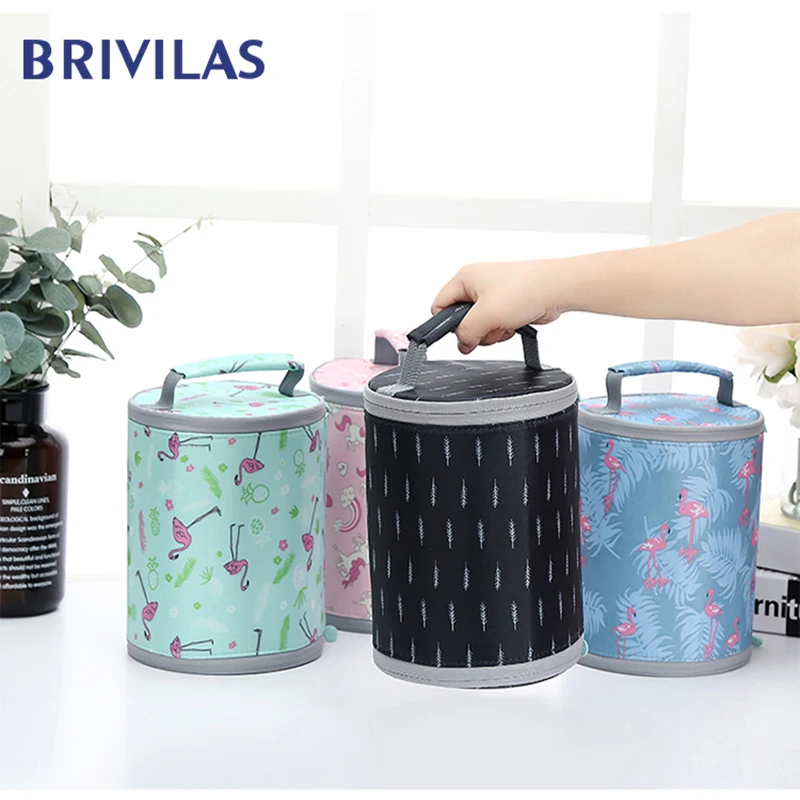 

Brivilas new lunch bag high capacity fashion cooler bags women hand cation flamingo thermal breakfast box portable picnic travel