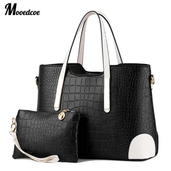 

Luxury Handbags Women Bag Vintage Shoulder Women Top-Handle Crocodile Pattern Composite Bag + Purse Wallet