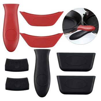 

8 Pcs Silicone Hot Handle Holders Pot Holder Sleeves Lid Covers Removable Hot Resistant Cookware XH8Z