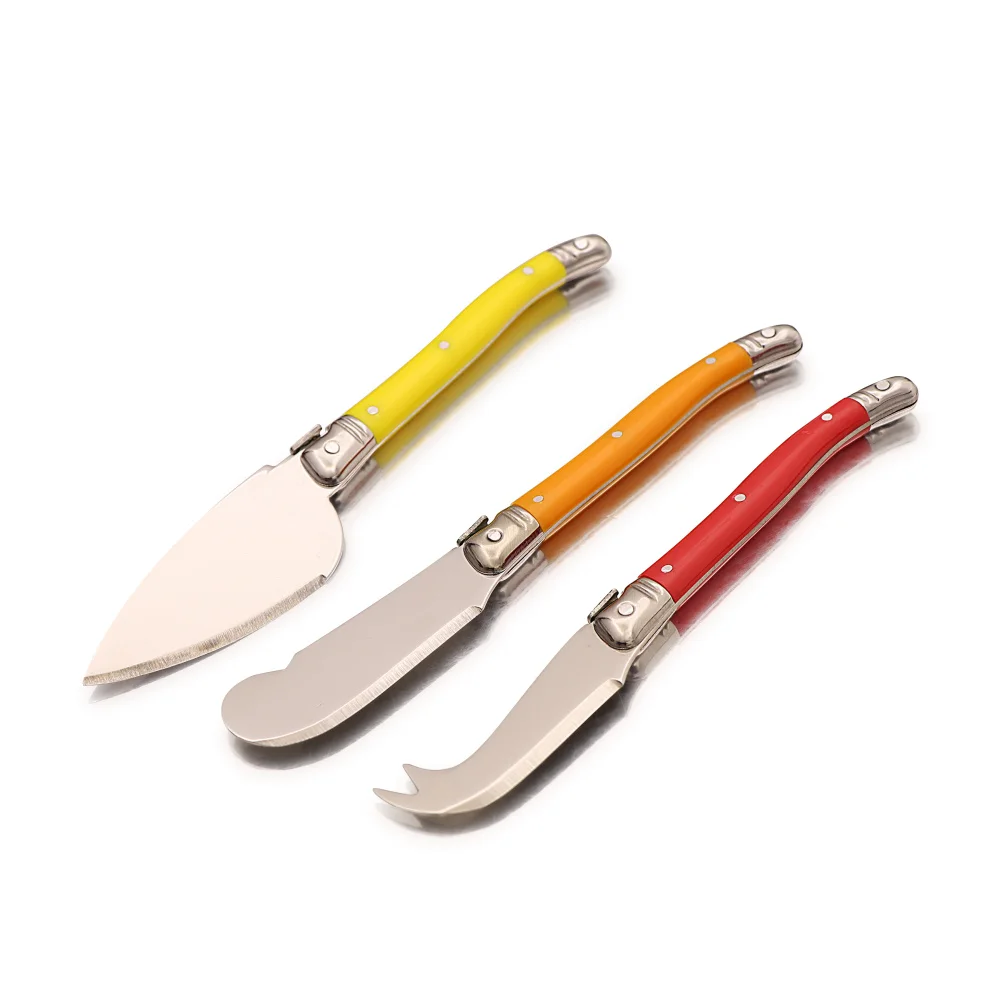 Jaswehome Laguiole Style Set of 3 Stainless Steel Cheese Knife Full Tang Handle Cheese Knives Cutter Slicer Utensils Cutlery Set