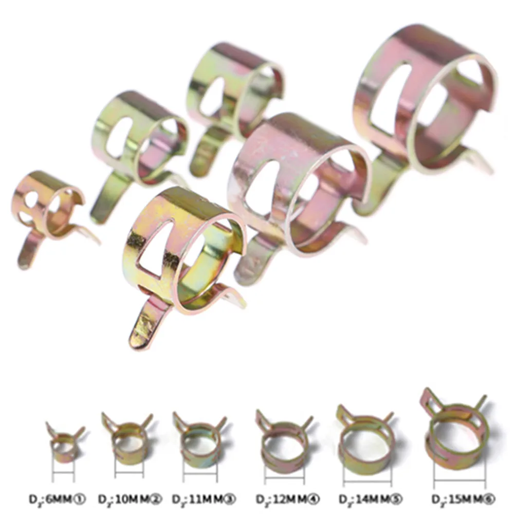 10Pcs/pack Spring Band Type Fuel Vacuum Hose Silicone Pipe Tube Clamp Clip Steel Zinc Plated Clamps 6-15mm