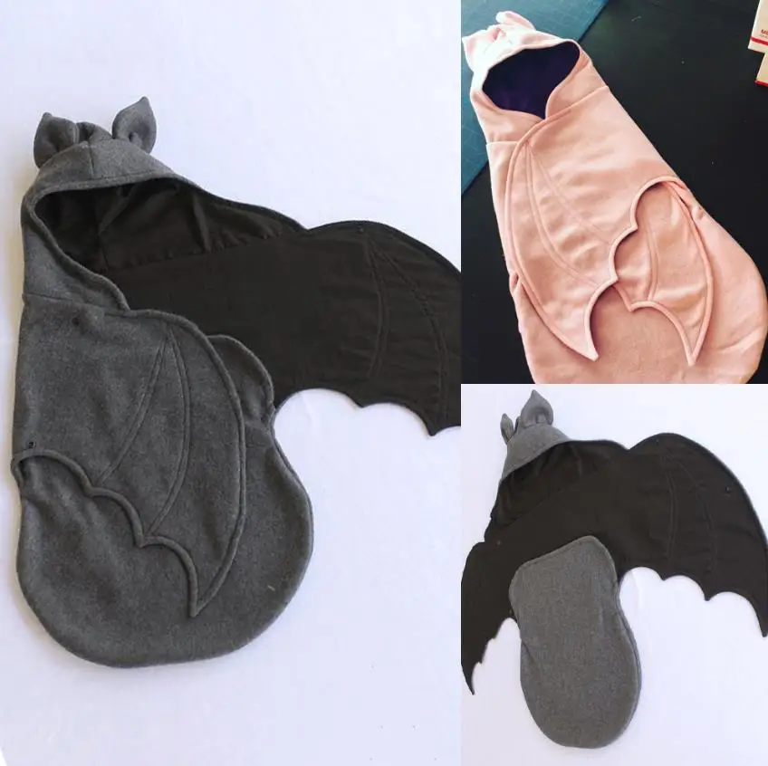 Literie bébé enfant 0-6M | Couverture d'emballement en coton en forme de chauve-souris, sac de couchage à capuche avec ailes