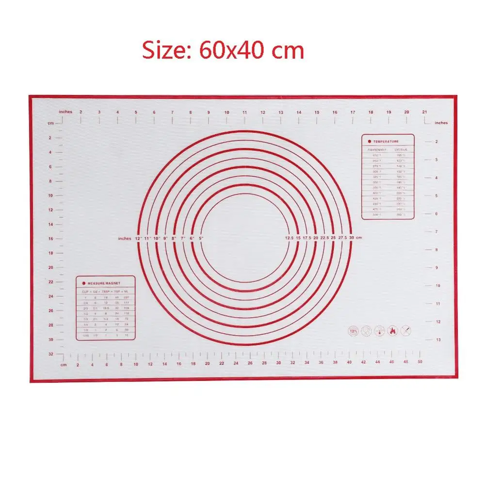 Силиконовый коврик для выпечки, большой коврик для пиццы, тесто с антипригарным покрытием, кухонные гаджеты, инструменты для приготовления пищи, посуда, аксессуары для выпечки - Цвет: 60x40cm Red