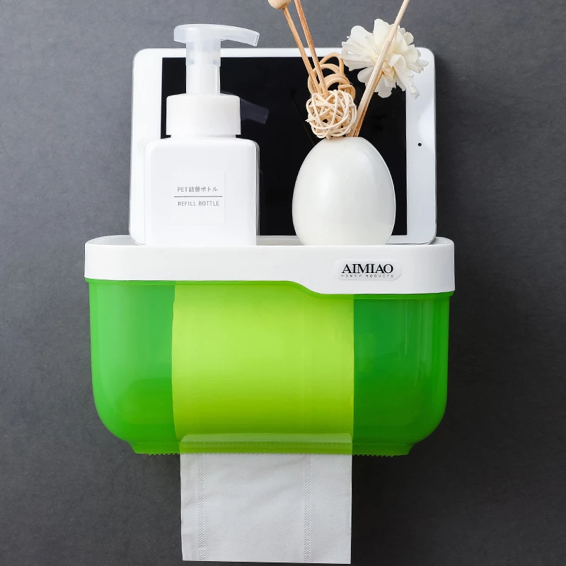 green Коробка для туалетной бумаги, полка для туалетной бумаги, коробка для туалетной бумаги, водонепроницаемая коробка в рулоне, креативный держатель для туалетной бумаги - Цвет: green