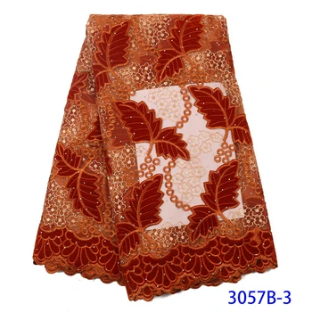

African Velvet Lace Fabric With Sequins Nigerian French Velvet Lace Fabric High Quality Sequined Velvet For Wedding Dress 3057B