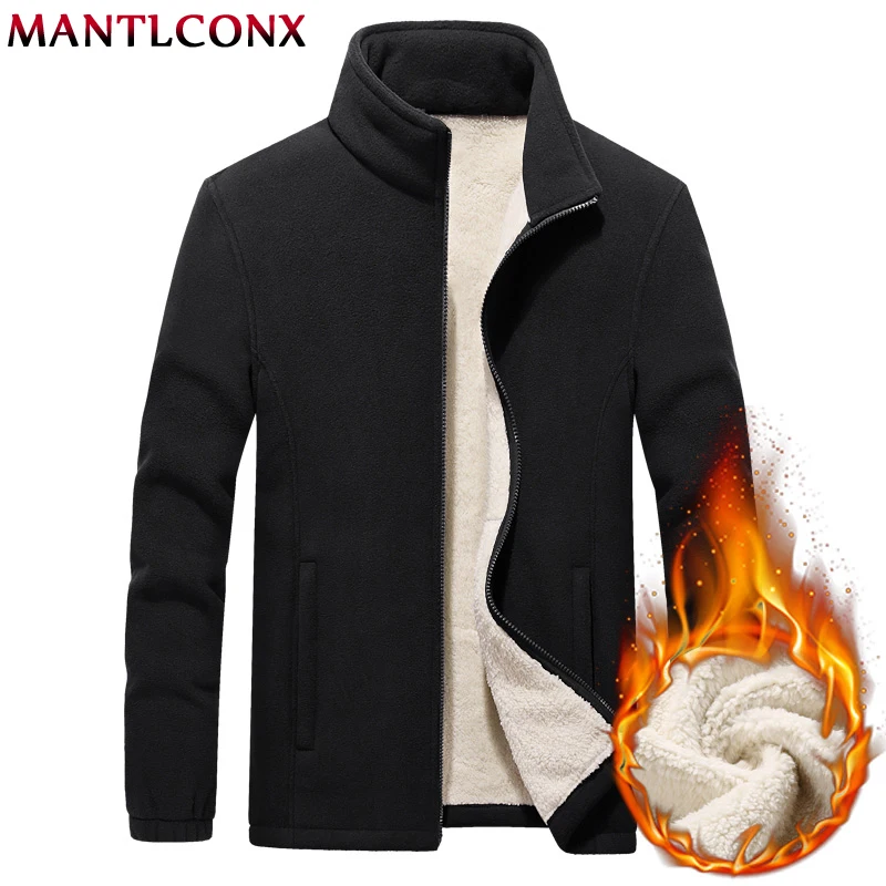 MANTLCONX, Зимняя Мужская Флисовая теплая куртка, верхняя одежда, ветровка, термальные спортивные мужские пальто, Мужская толстая верхняя одежда, куртка, M-7XL, 8XL, 9XL