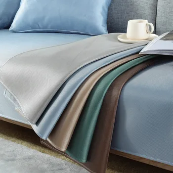 

Modern Solid Color Ice Silk Sofa Covers For Living Room Non-slip Couch Cover Summer Breathable Sofa Towel 1-3 Seat Case For Sofa