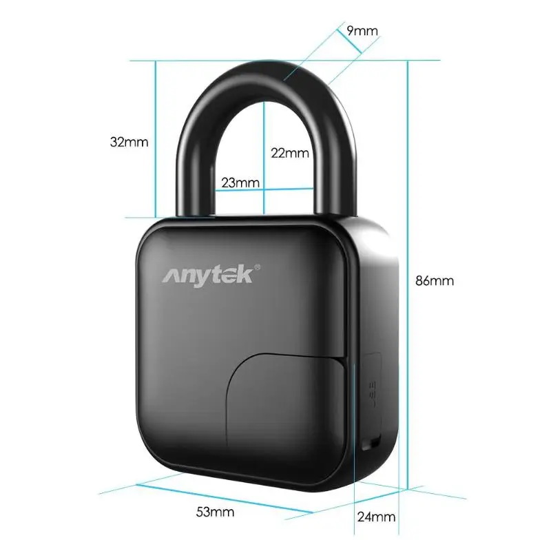 Anytek замок L3 смарт-замок без ключа с отпечатком пальца USB Перезаряжаемый электронный Противоугонный замок для безопасности левый Потяните IP65 водонепроницаемый