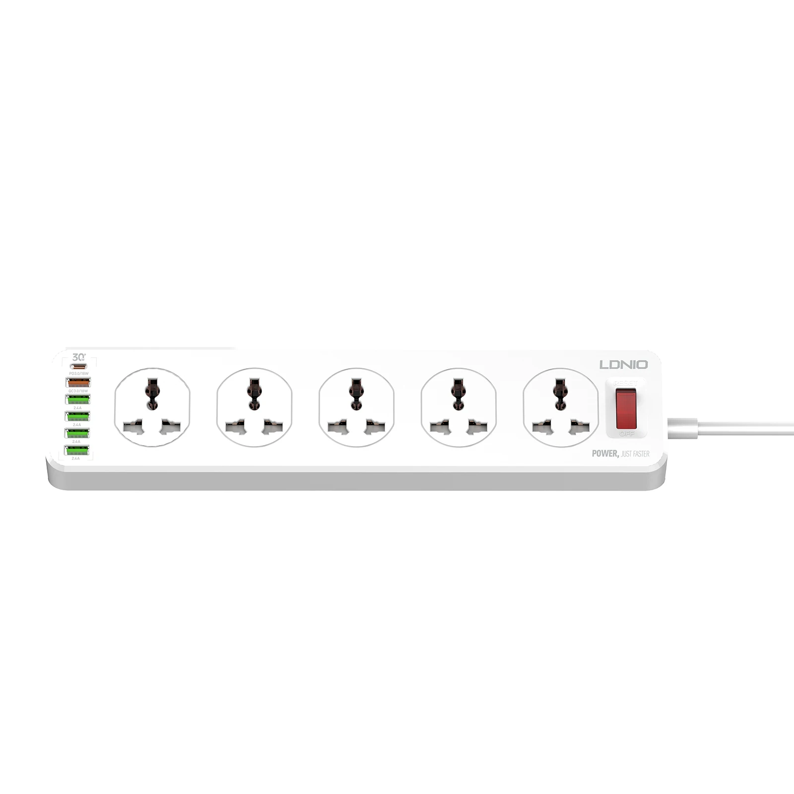 Ldnio SC10610 QC 3.0 PD Fast Charging Socket 2500W with 10 Sockets + 4 Usb Ports + 1 Type-C Pd Port + 1 Qc3.0 Port Desktop Extension Home Charger with 2M Cord 29 H7250bb00a2474daeac4b504704ff4f266