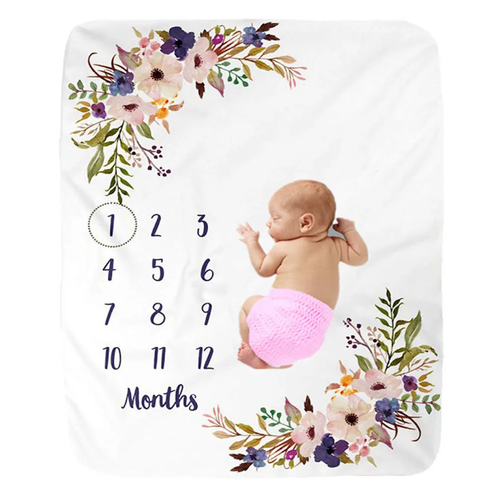 Milestone Blanket Photography-Props Monthly Bebe Newborn-Baby Super-Soft Manta Couverture