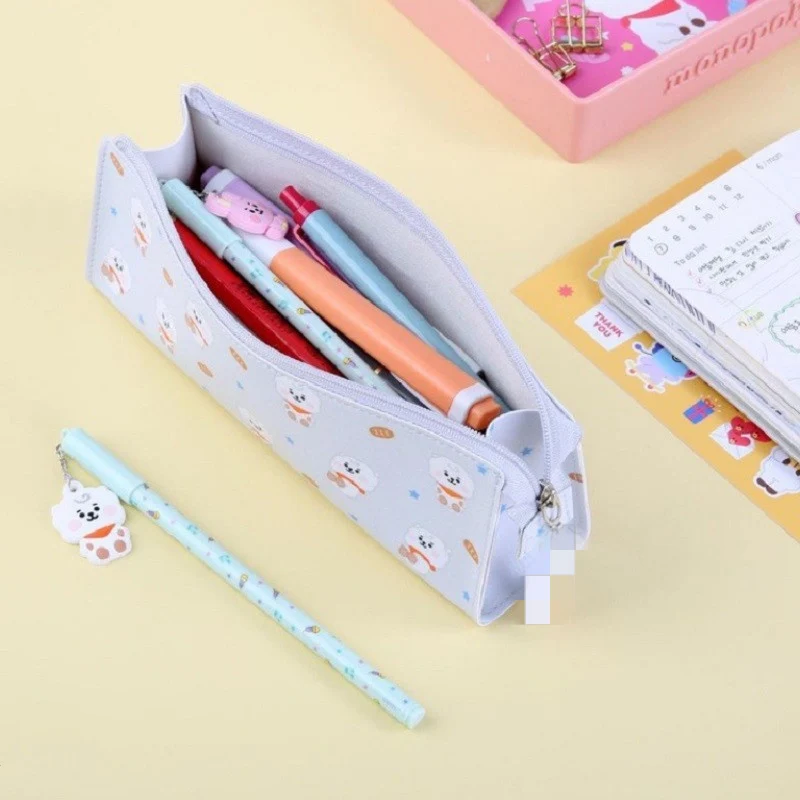Kpop Cartoon Animal Pencil Case For School Large Capacity PU Bag Material Kawaii Stationery Student Supplies | Канцтовары для офиса