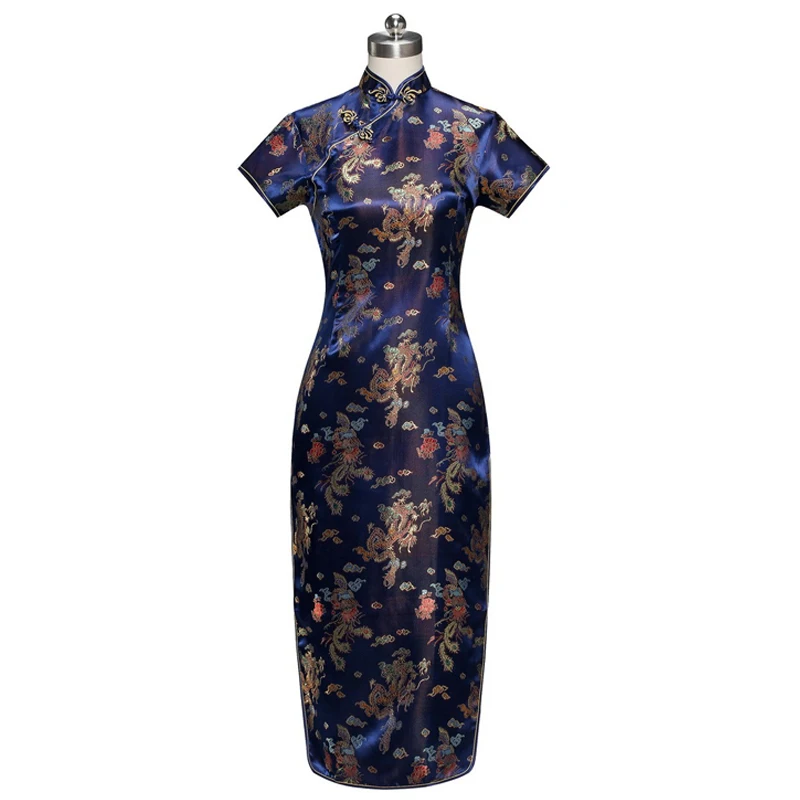 Модное красное китайское вечернее платье cheongsam, Женская атласная новинка, одежда для девушек, элегантное женское длинное платье cheongsam, размер S-3XL