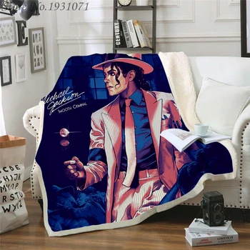 

Michael Jackson Funny Character Blanket 3D Print Sherpa Blanket on Bed Home Textiles Dreamlike Style 04