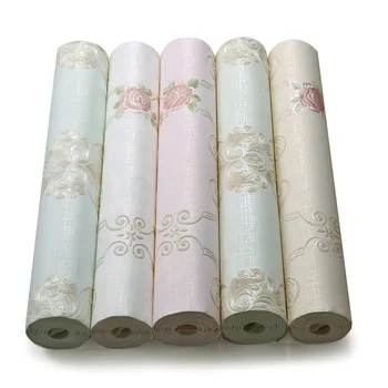 

3D Pastoral style household wallpaper small flowers small fresh European bedroom living room home warm Korean wall sticker