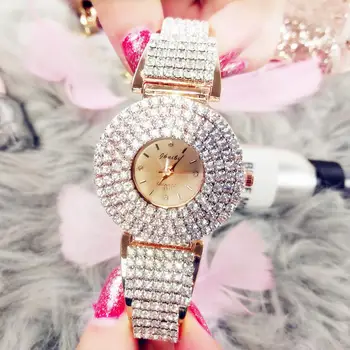

New retro personality watch fashion trend wild jewelry full diamond steel belt quartz female watch 50mm surprise gift