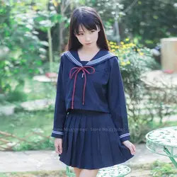 Японский стиль корейский Kawaii JK костюм девушки средней школы моряк военно-морская форма Женская плиссированная юбка футболка Топы Аниме
