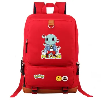 

High capacity Canvas Casual Backpack Pikachu Printed Shoulder Red Bag Women School Backpack Kawaii Funny Cartoon Bags