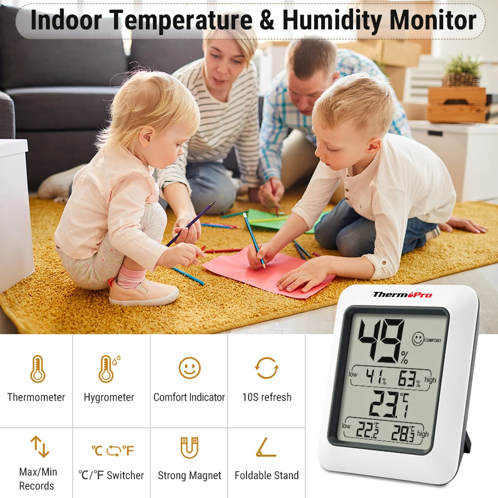 Цифровой гигрометр и термометр Thermopro TP50|thermometer hygrometer station|indoor weather stationindoor temperature |