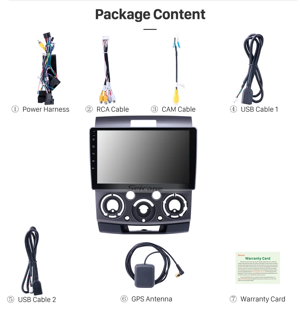 Excellent Seicane 9 inch car GPS Radio Android 8.1 for Ford Everest/Ranger Mazda BT-50 2006-2010 With HD Touchscreen support Carplay TPMS 15