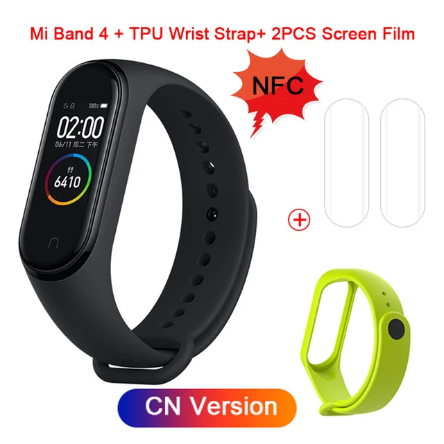 Xiaomi mi-браслет 4 NFC Smartband пульсометр мониторинг сна Спорт mi Band 4 Водонепроницаемый Bluetooth Сенсорный экран Смарт-браслет - Цвет: NFC CN Version 1