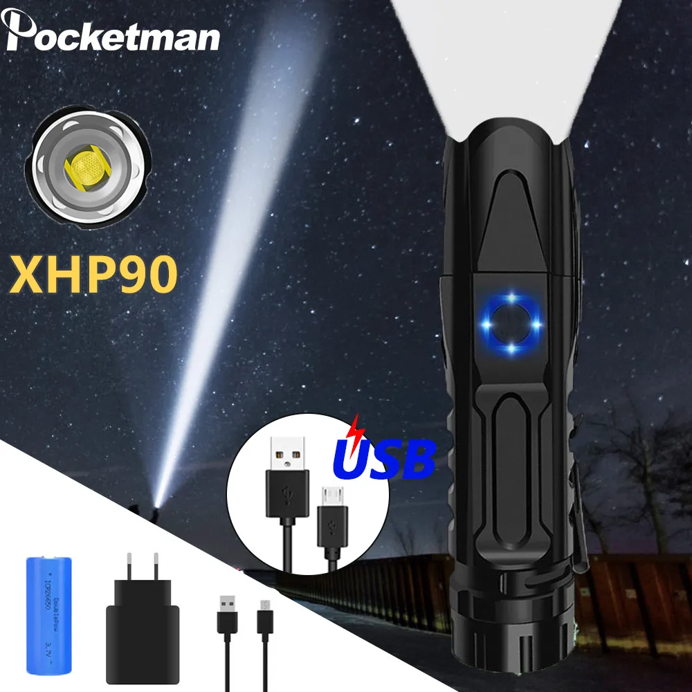 Светодиодный фонарик XHP90.2 тактический умный контроллер с нижним наконечником USB