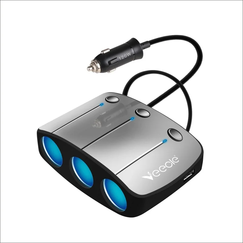 SNBLO 3 way адаптер для автомобильного прикуривателя 12V-24V разъем компонентов штекер