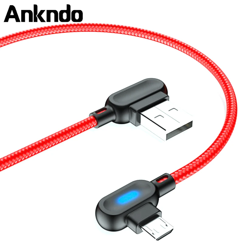 Micro Usb кабель ANKNDO для Xiaomi Redmi 4x C типа геймерский с углом 90 градусов быстрой зарядки