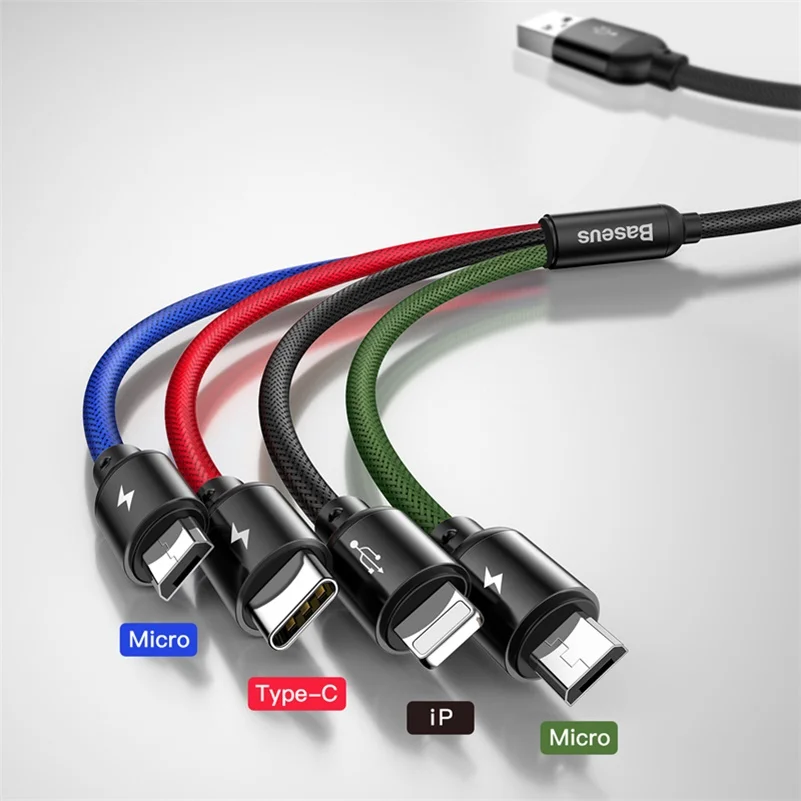 4 в 1 3 в 1 мульти usb зарядный кабель системы освещения micro usb type c кабель для iPhone samsung huawei xiaomi кабель быстрого зарядного устройства - Цвет: Micro Micro usb-c IP