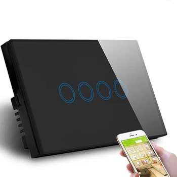 

1000W US Smart Light Switch Voice WIFI App LED 4 Gang 1 Way Smart Home Touch Remote Control Crystal Glass AC110-240V 120/118