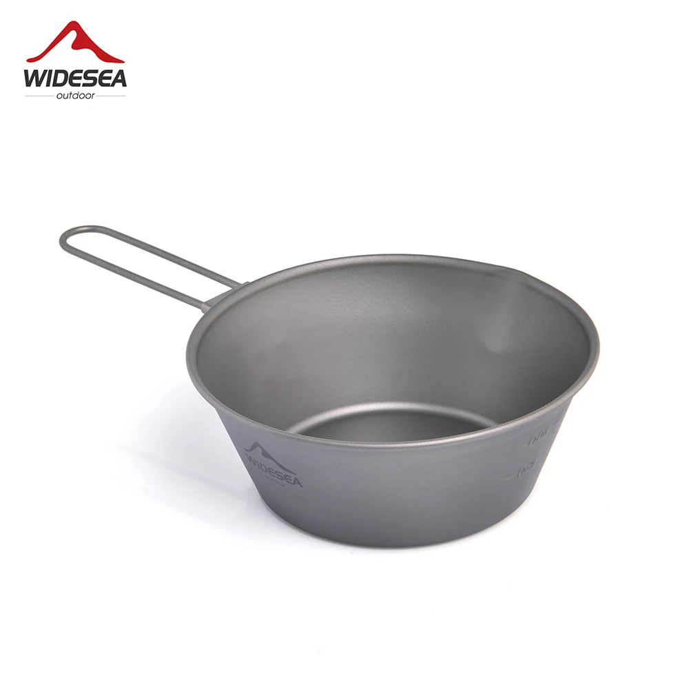 Widesea Camping Titanium Bowl Tableware Cookware Foldable Handle Outdoor Cup Tourism Pot Hiking Backpacking Picnic Fishing