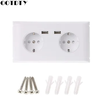

16A WallDouble Socket Charger Adapter Double USB Ports EU Plug Power Outlet Panel