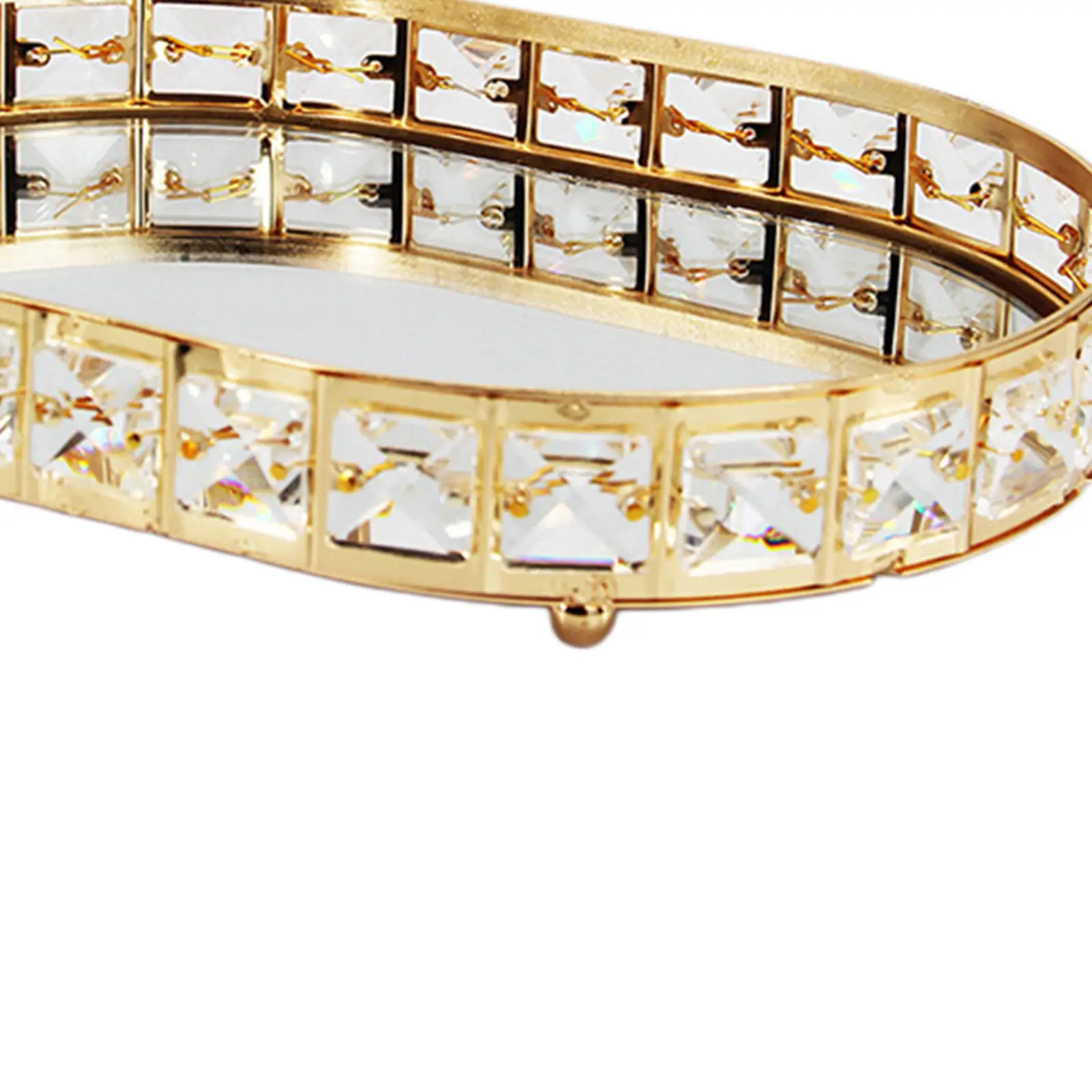 Golden Mirror Tray Cosmetic Container Jewelry Organizer Case Lipstick Necklace Desktop Bathroom Storage | Дом и сад