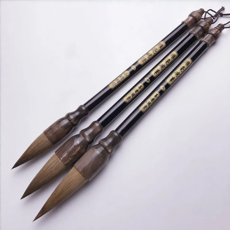 3pcs Chinese Calligraphy Brush Weasel Hair Writing Brushes Wolf Hair Calligraphy Brush Pen for Chinese Painting Couplet Writing