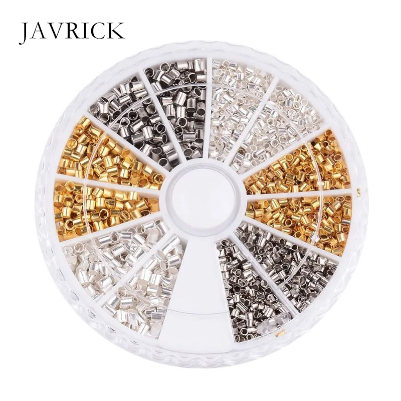 

2340Pcs 3 Color Tube Crimp Beads Tube Cover Bracelet Cord End Cap Craft Tool DIY Accessories Jewelry Making Tools