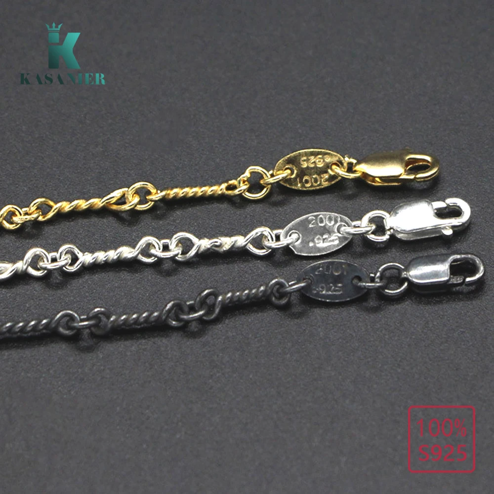 KASANIER, 925 пробы, Серебряное Плетение, базовая цепочка, ожерелье с застежкой-лобстером, простое модное ожерелье для женщин и девочек, оригинальное ювелирное изделие