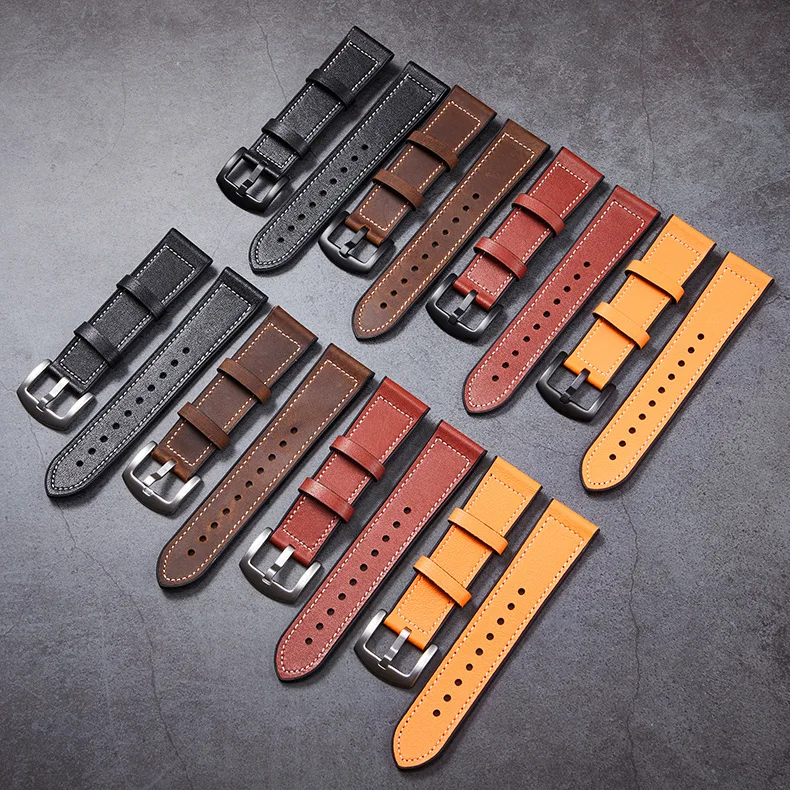

22mm WatchBand For Amazfit Huawei Samsung Galaxy Watch 46mm Gear S3 Strap Replacement Band Quick Fit Genuine Leather & Silicone
