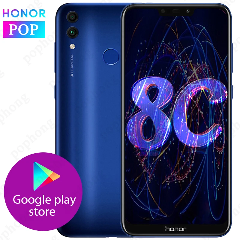 Global ROM HONOR 8C мобильный телефон 4 Гб 64 6 26 дюйма с Полноразмерным экраном Snapdragon 632