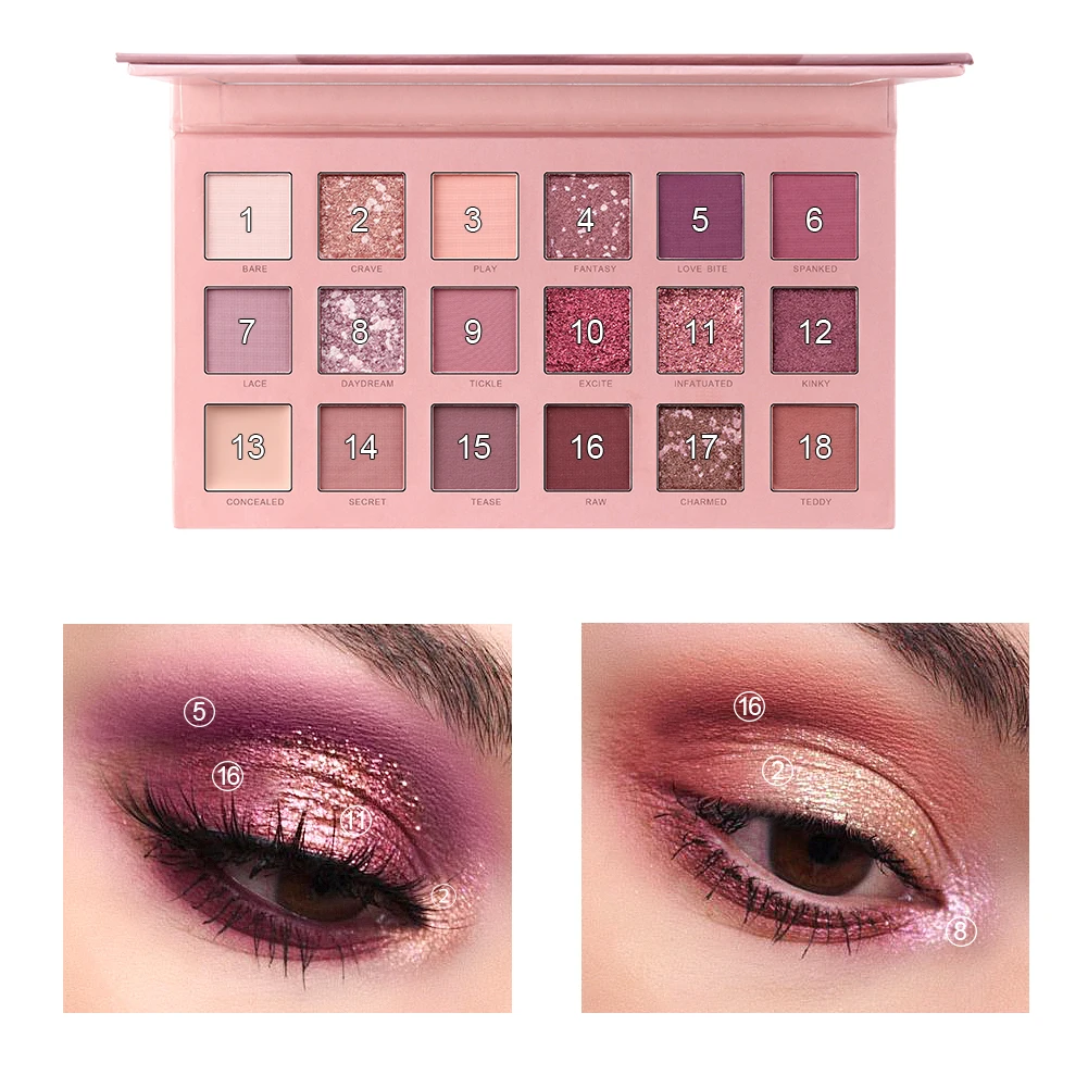 Miss Rose тени для век Pallete 18 цветов красочный мерцающий матовый перламутровый телесный водонепроницаемый профессиональный Палитра теней для век тени для век