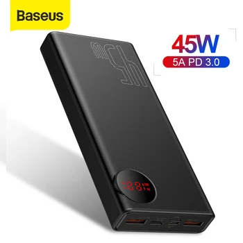 

Baseus 20000mAh Power Bank 45W USB Type C PD Fast Charging Powerbank Porable External Battery Charger For Smartphone Laptop