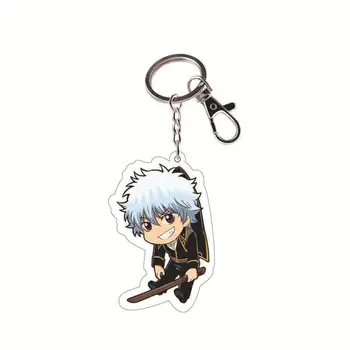 

Japanese Cartoon 15 Style Cute GINTAMA Keychain Acrylic Pendant Souvenir Anime Cartoons Theme Doubleside Pendant Keyring